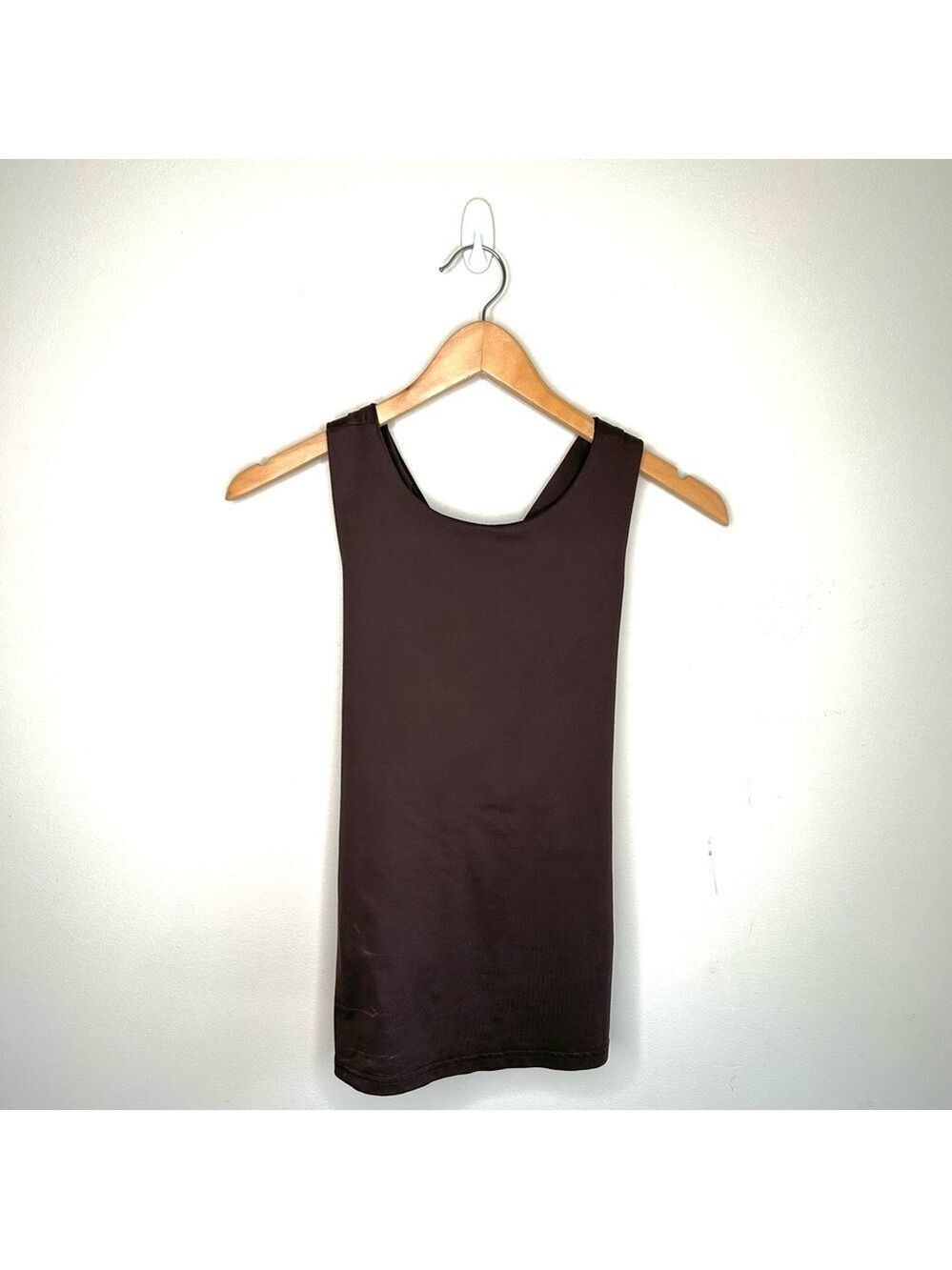 Athletic Top Brown Racerback Cross Back Built in Shelf Bra Medium